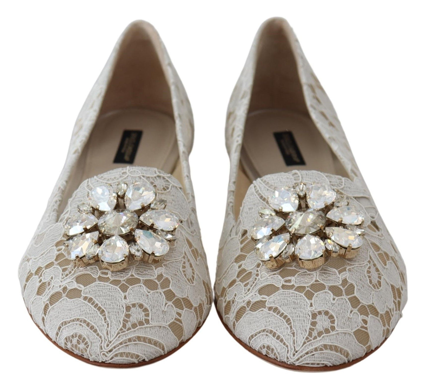 Elegant Lace Flats with Jewel Accents