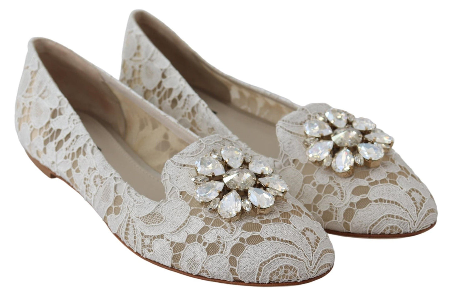 Elegant Lace Flats with Jewel Accents