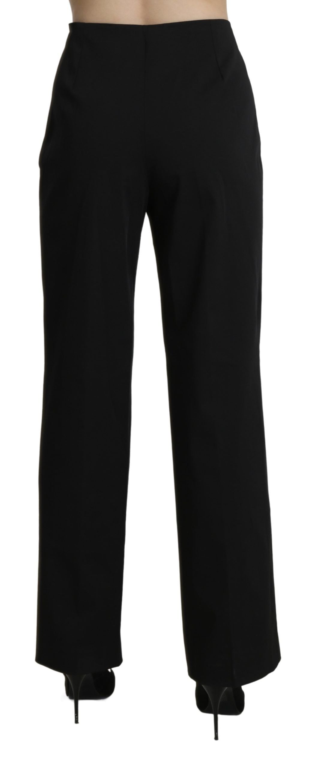 Elegant High Waist Straight Black Pants