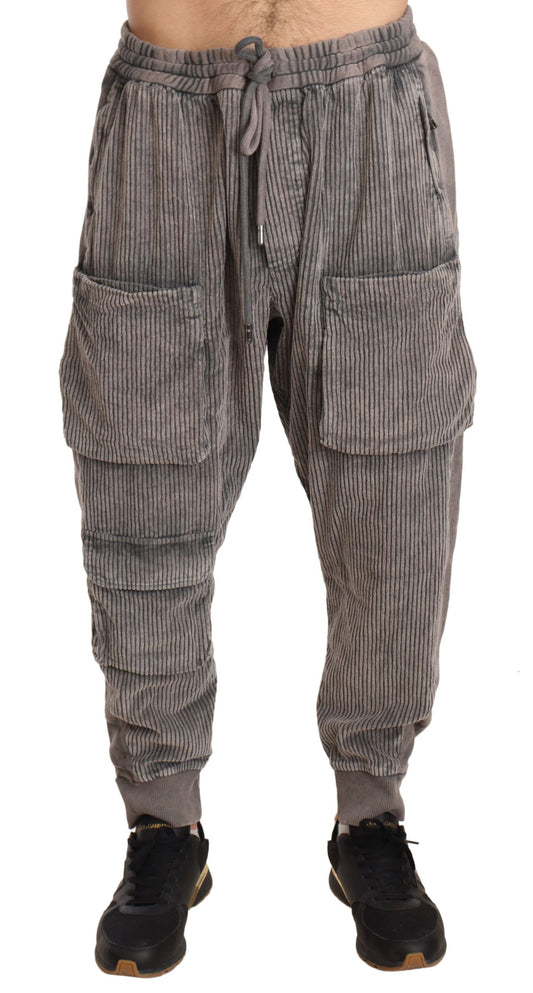 Elegant Gray Velvet Jogger Pants