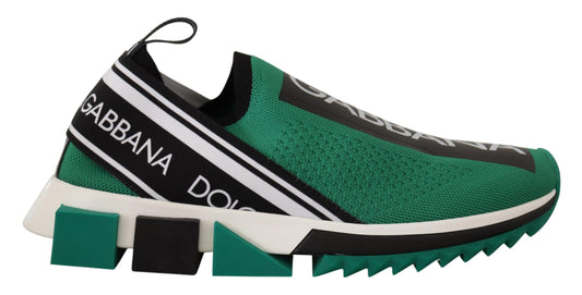 Sleek Black and Green High-Craft Sneakers