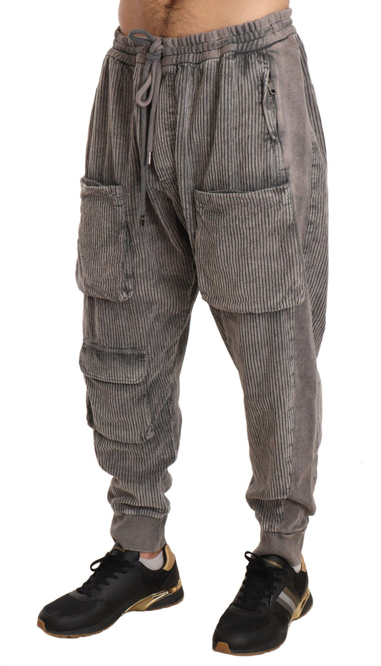 Elegant Gray Velvet Jogger Pants