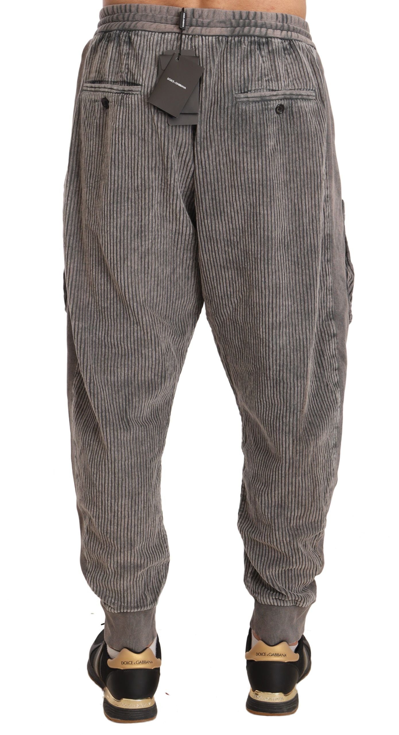 Elegant Gray Velvet Jogger Pants