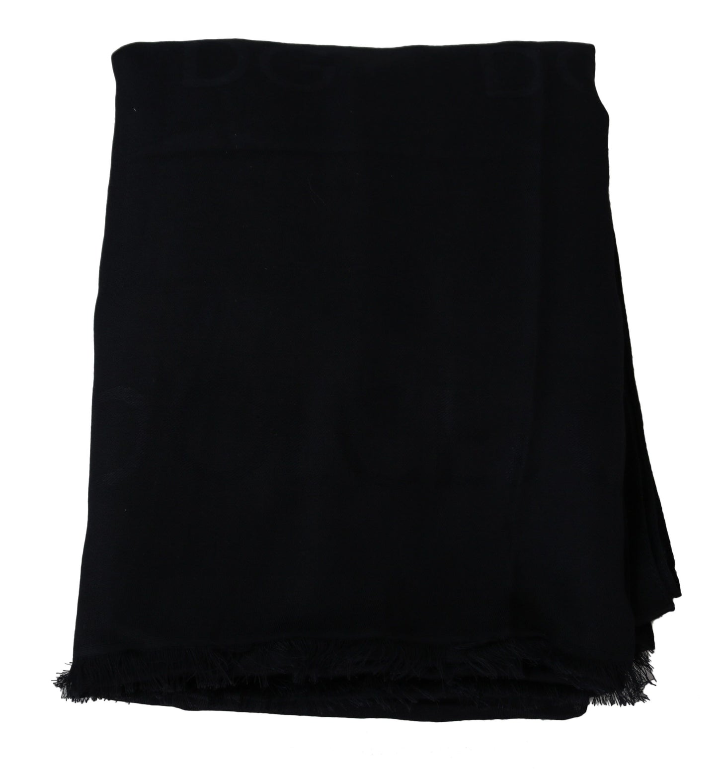 Elegant Black Fringed Modal-Cashmere Scarf