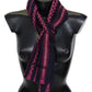 Elegant Striped Wool Scarf in Black and Pink