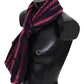 Elegant Striped Wool Scarf in Black and Pink