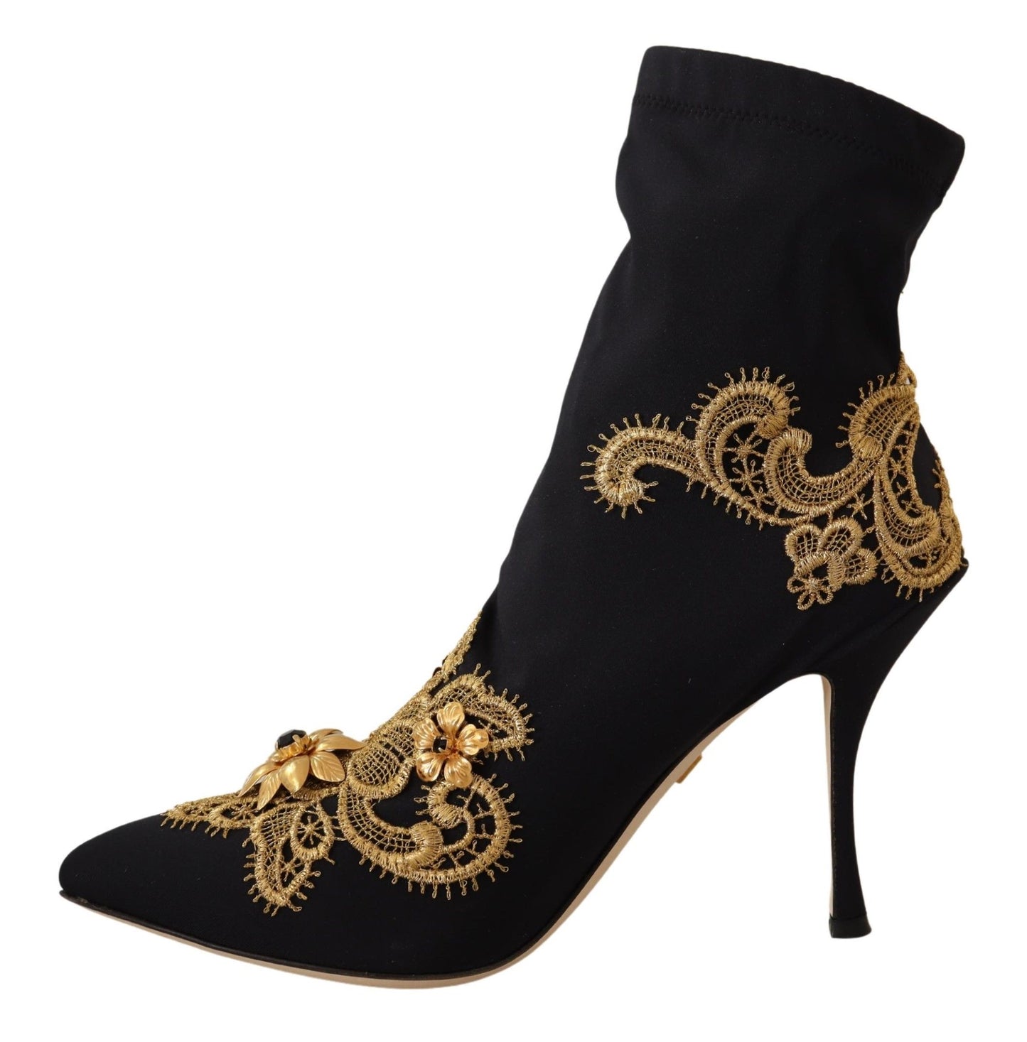 Elegant Black Lori Ankle Boots with Gold Details