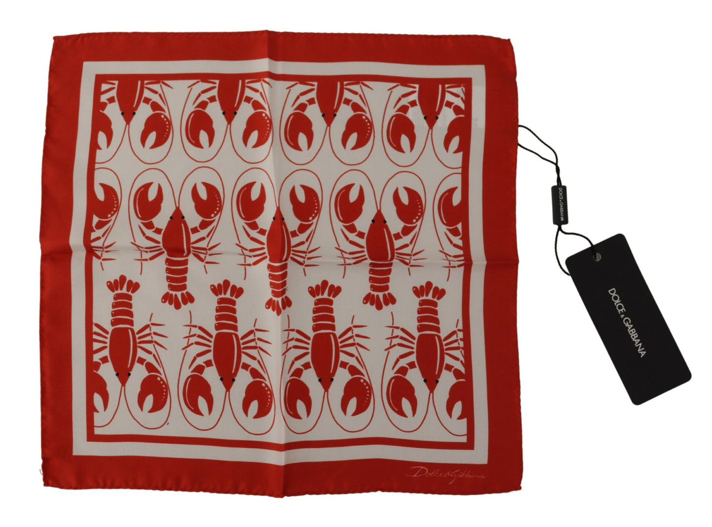 Elegant Silk Square Men's Scarf with Lobster Print