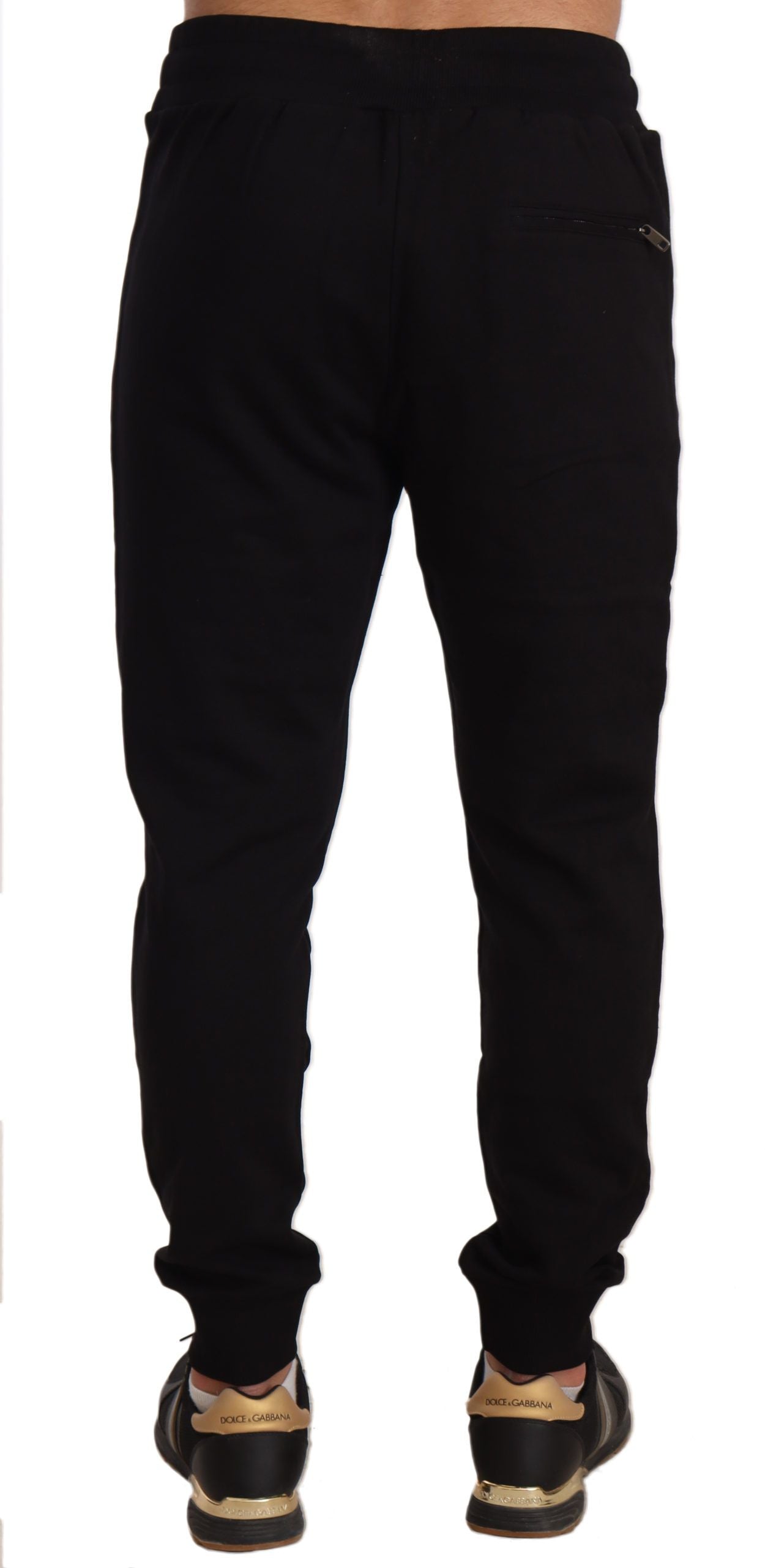 Elegant Black Sweatpants with Heart Patch