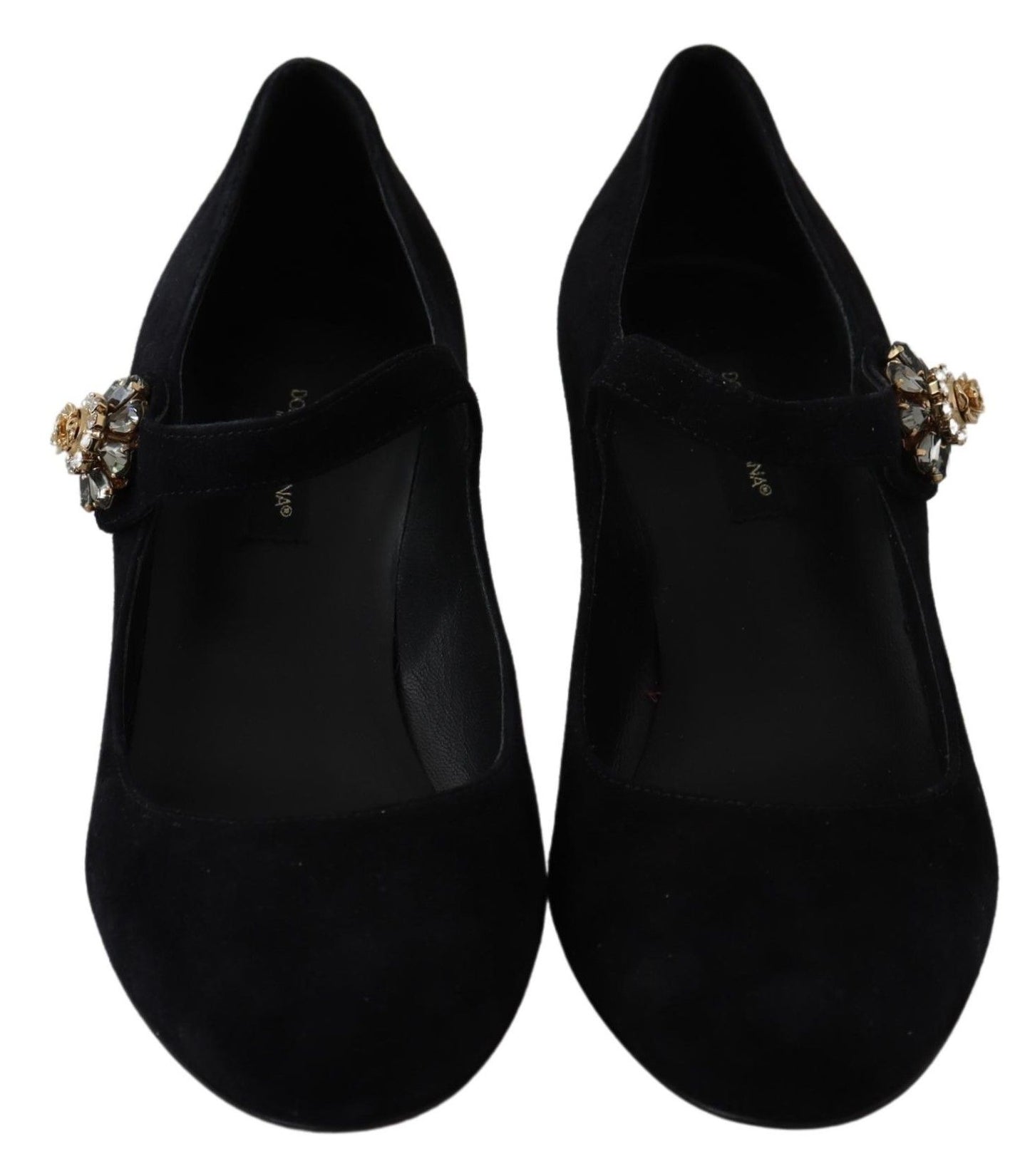 Elegant Suede Mary Janes with Crystal Heels