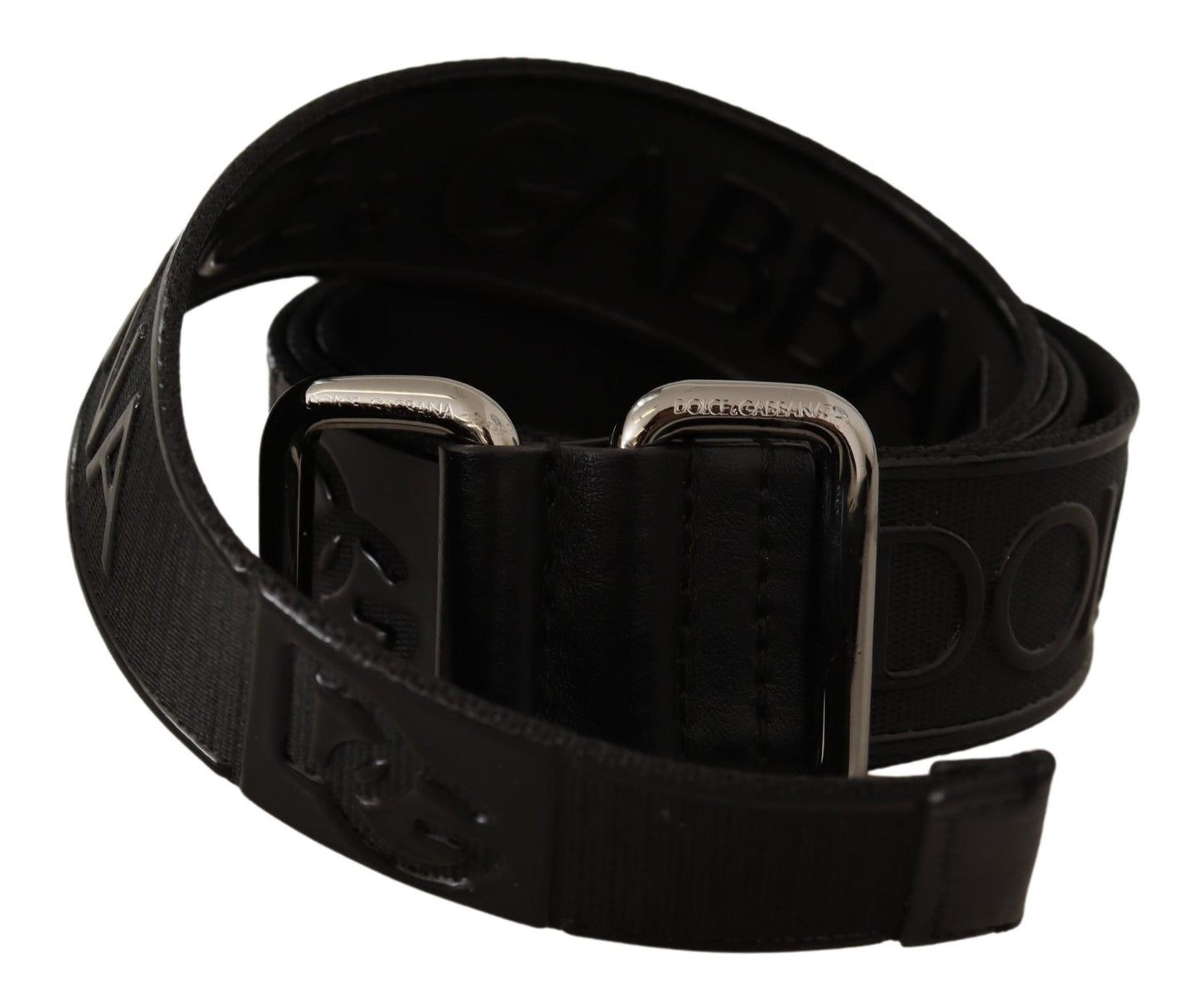 Elegant Black Leather Belt with Silver Buckle