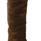 Elegant Knee High Suede Boots in Brown and White