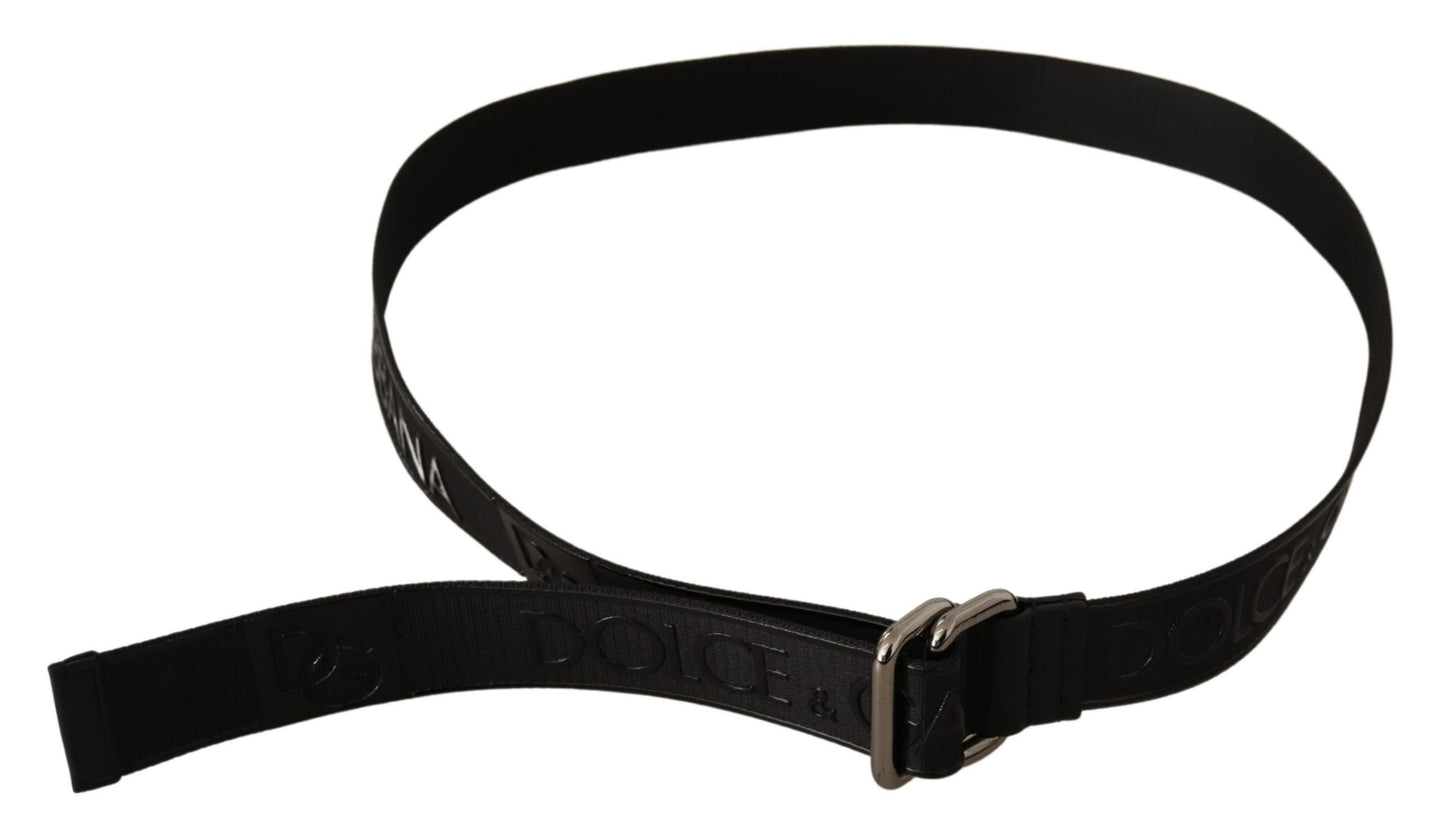 Elegant Black Leather Belt with Silver Buckle