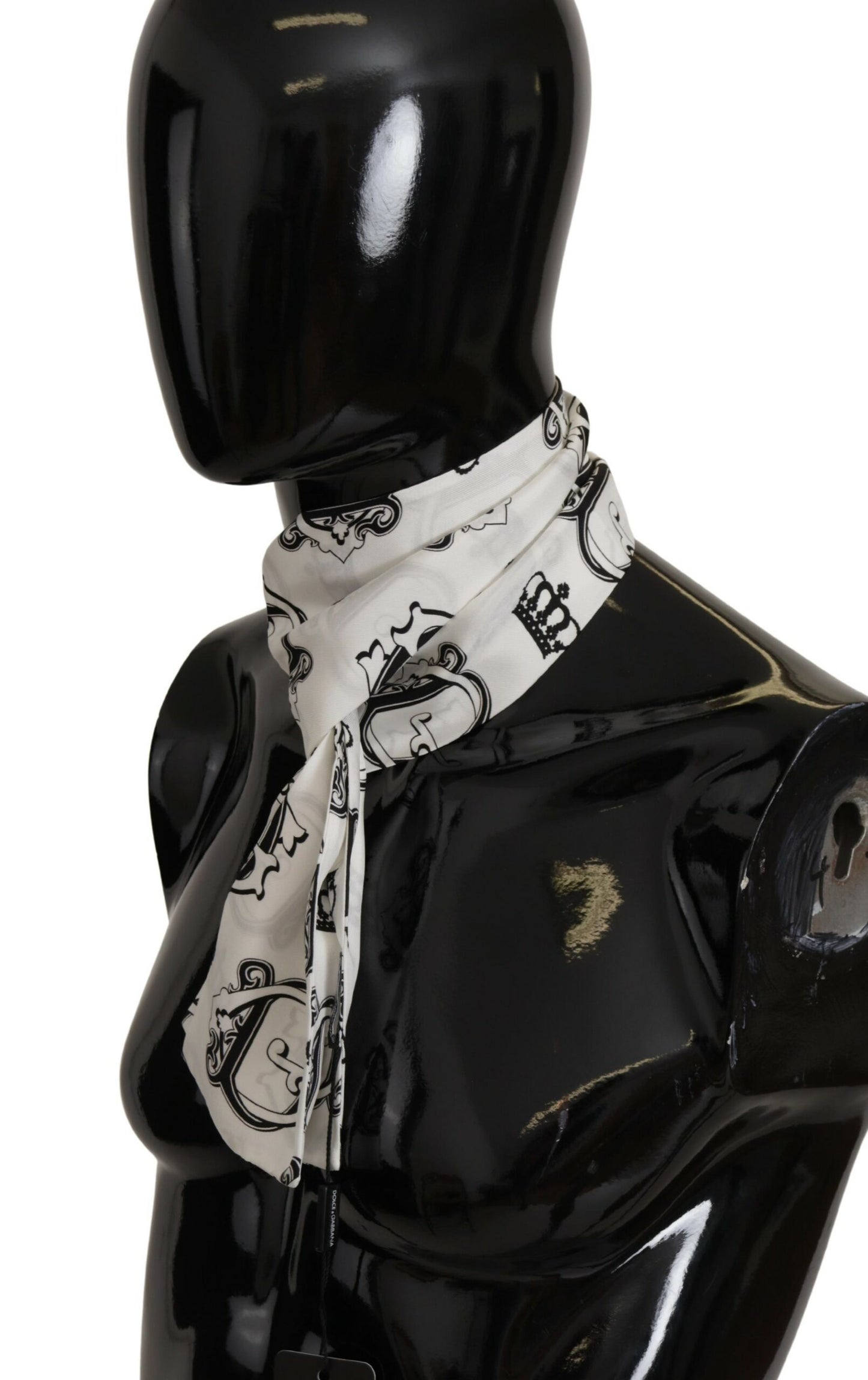 Elegant Silk Men's Scarf with Crown Print