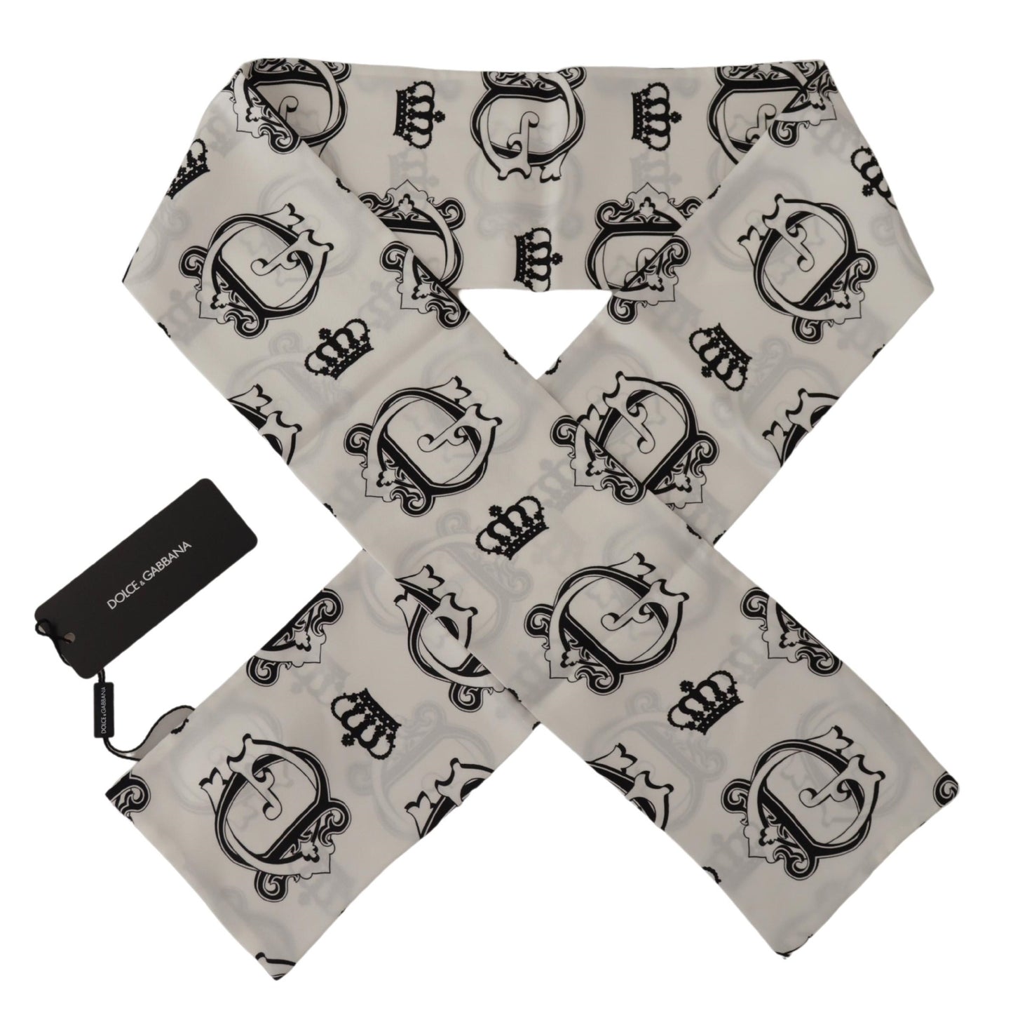 Elegant Silk Men's Scarf with Crown Print