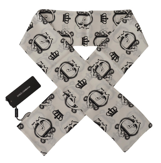 Elegant Silk Men's Scarf with Crown Print