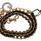 Elegant Black Leather Crystal-Embellished Belt