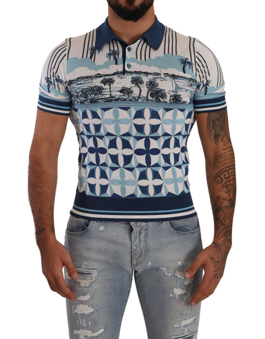 Elegant Silk Blend Polo T-Shirt in GIO PONTI Print