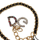 Elegant Black Leather Crystal-Embellished Belt