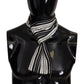 Elegant Silk Scarf with Black Stripes
