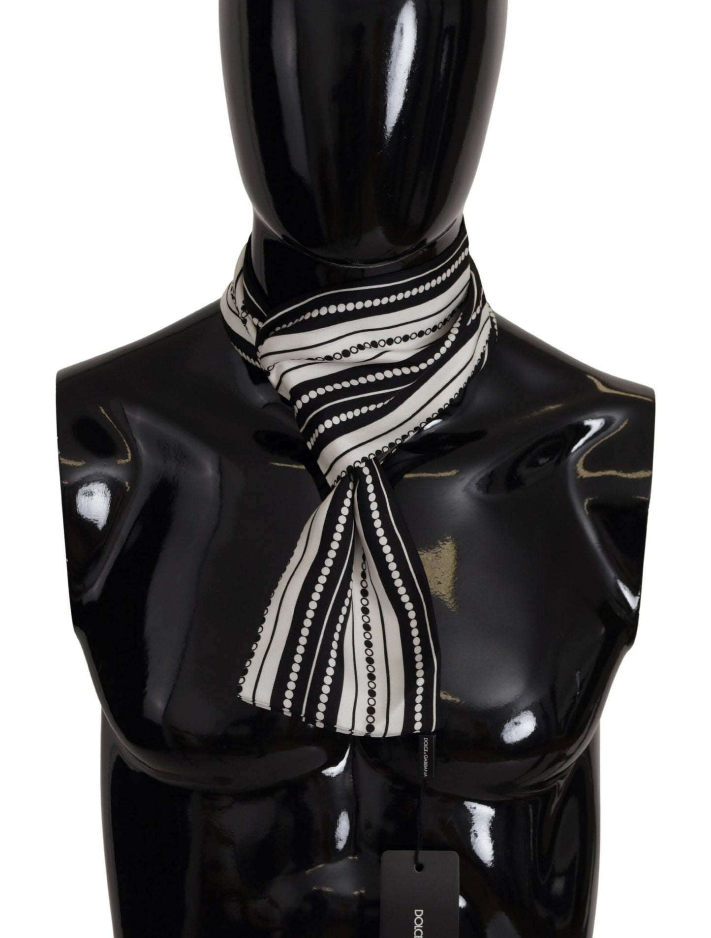 Elegant Silk Scarf with Black Stripes