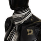 Elegant Silk Scarf with Black Stripes