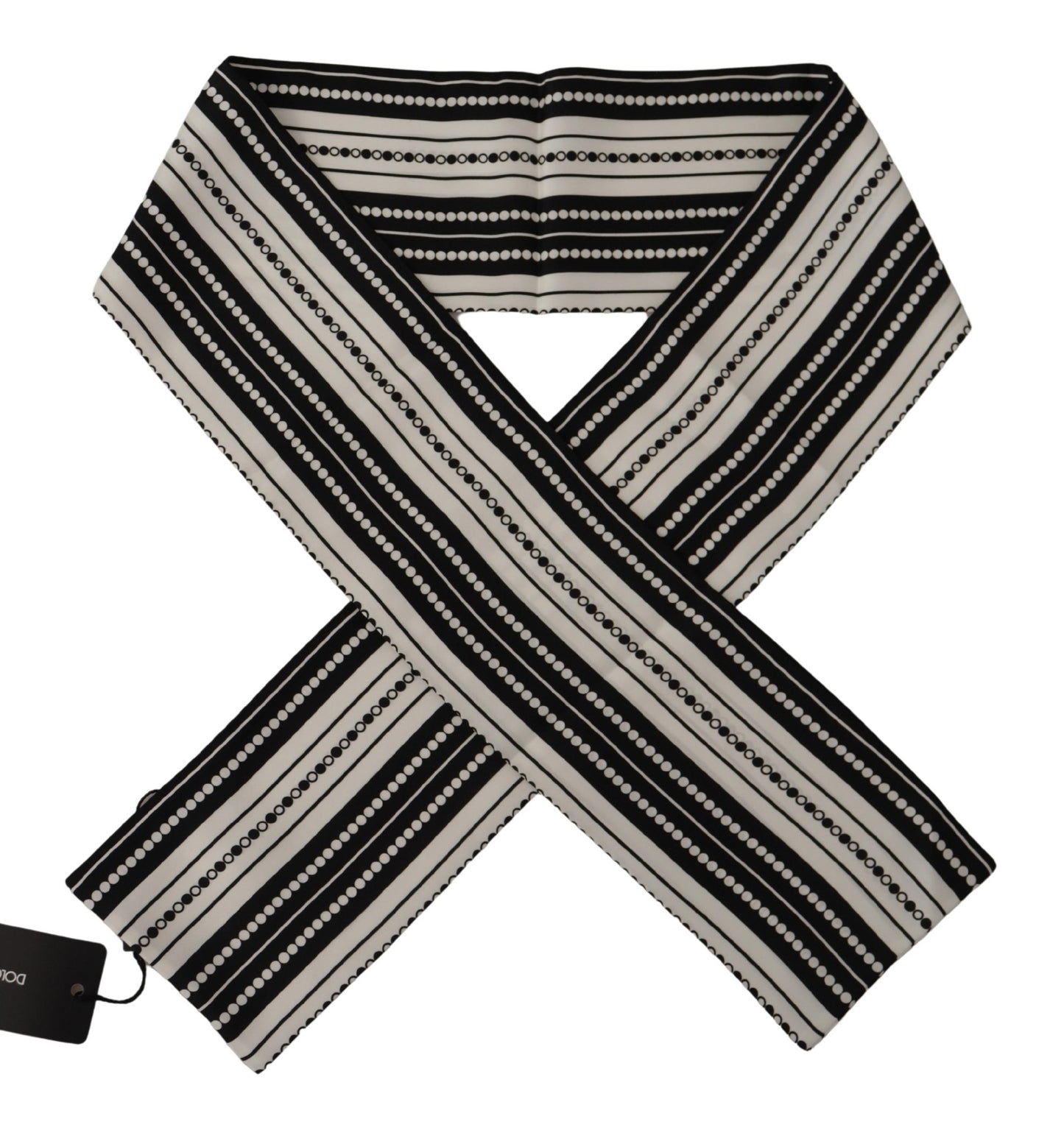 Elegant Silk Scarf with Black Stripes