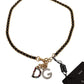 Elegant Black Leather Crystal-Embellished Belt