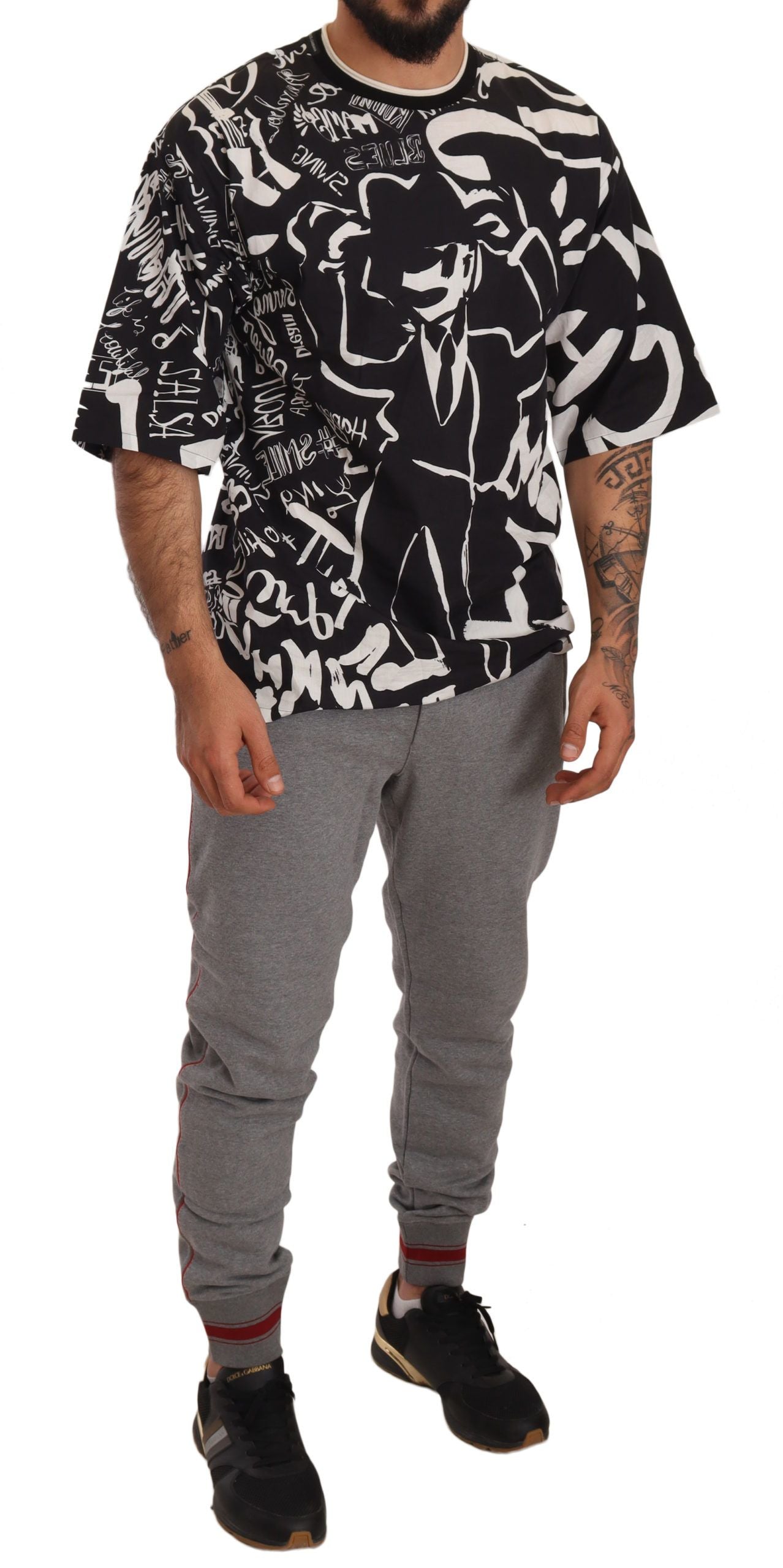 Elegant Gray Crown Embroidery Sweatpants