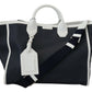 Elegant Two-Tone Leather Shopper Tote