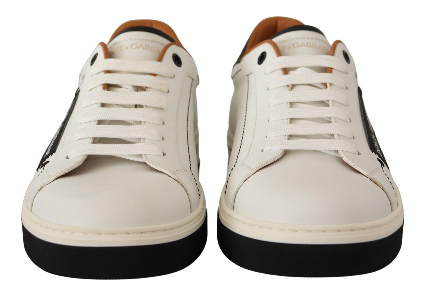 Elegant White Leather Men's Sneakers