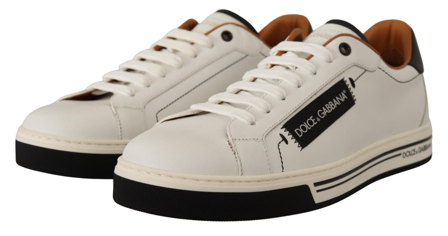 Elegant White Leather Men's Sneakers