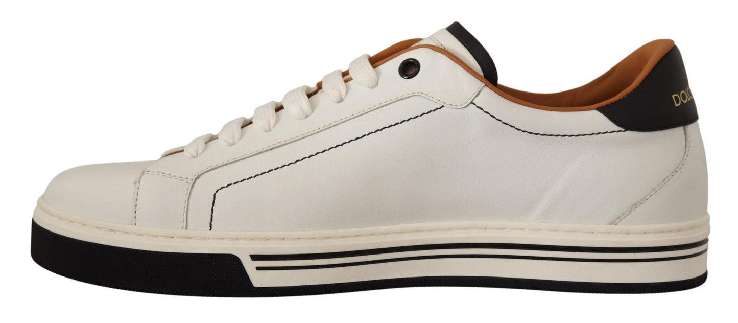 Elegant White Leather Men's Sneakers