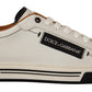 Elegant White Leather Men's Sneakers