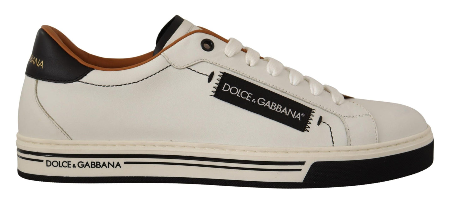 Elegant White Leather Men's Sneakers