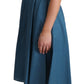 Blue Polka Dotted Sleeveless A-Line Dress