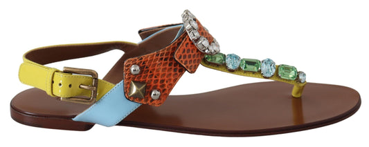 Multicolor Crystal Embellished Flat Sandals