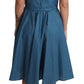 Blue Polka Dotted Sleeveless A-Line Dress