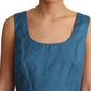 Blue Polka Dotted Sleeveless A-Line Dress