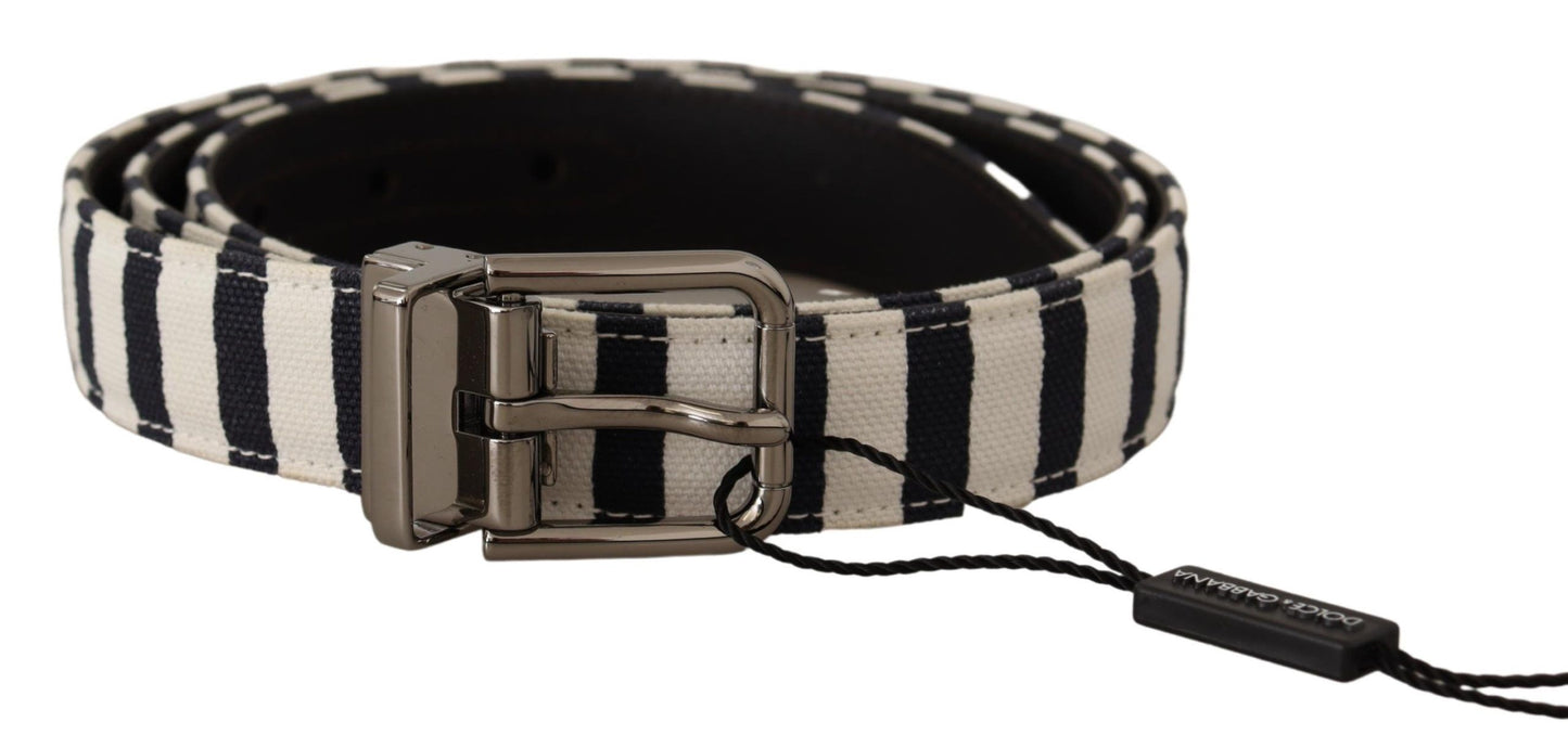 Elegant Canvas Leather Trim Belt