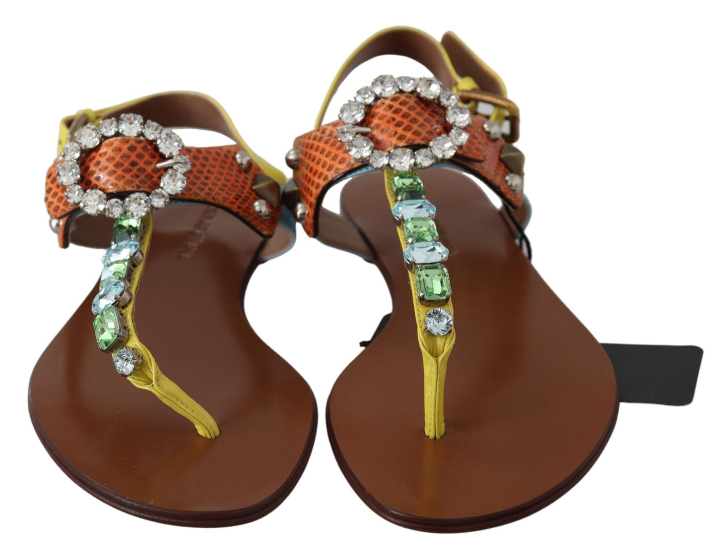 Multicolor Crystal Embellished Flat Sandals