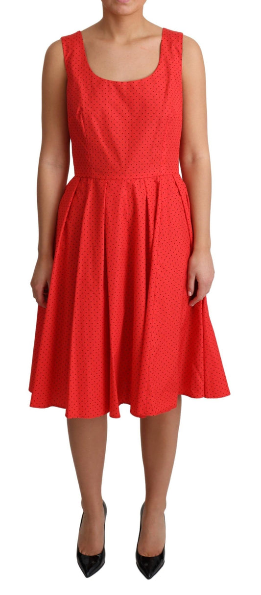 Elegant Polka Dotted A-Line Sleeveless Dress