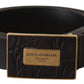 Black Leather Square Buckle Cintura Belt
