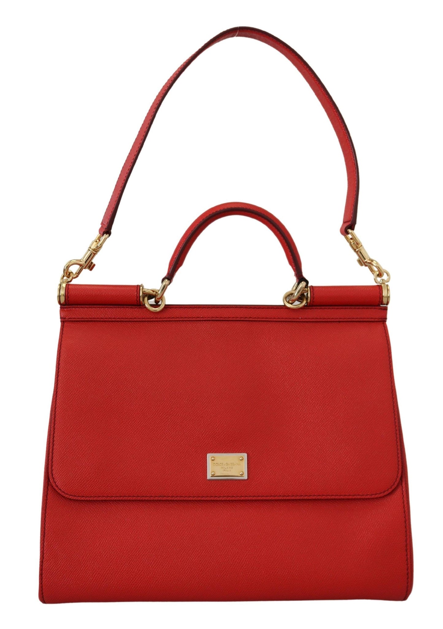 Sicily Bag in Red Leather with Gold Accents