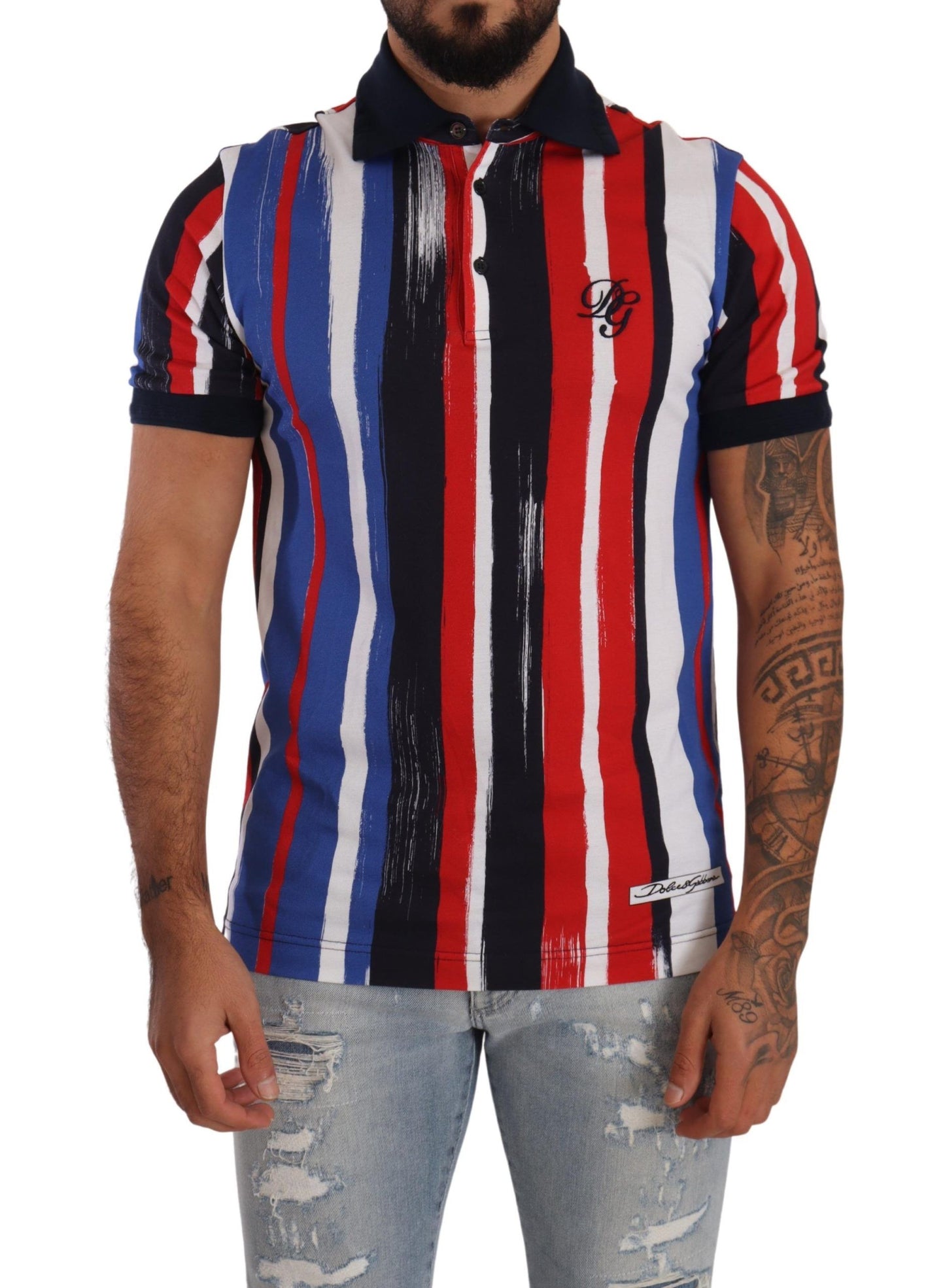 Elegant Multicolor Striped Polo T-Shirt