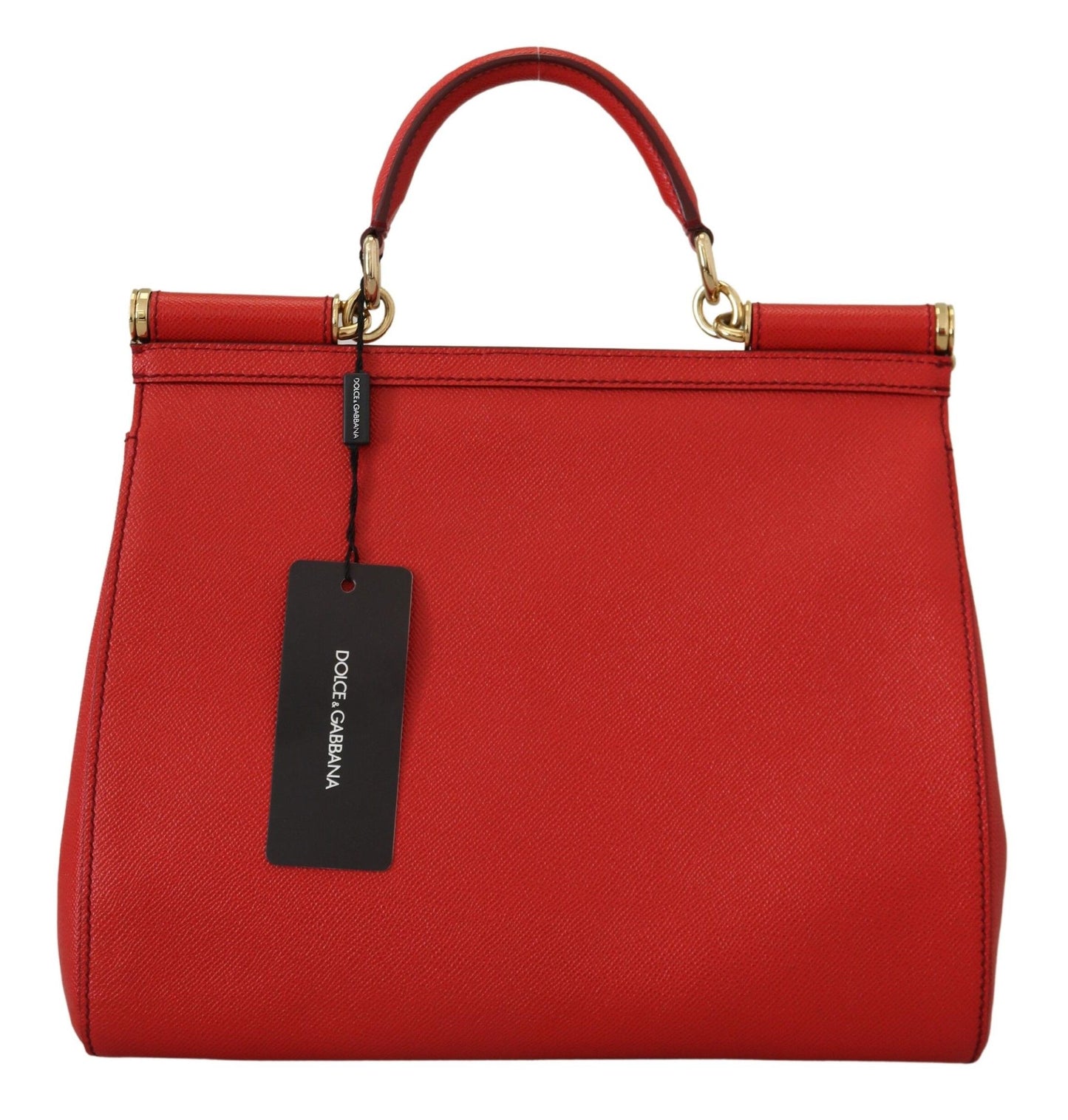 Sicily Bag in Red Leather with Gold Accents