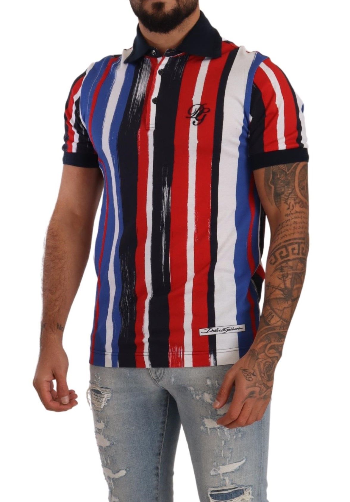 Elegant Multicolor Striped Polo T-Shirt