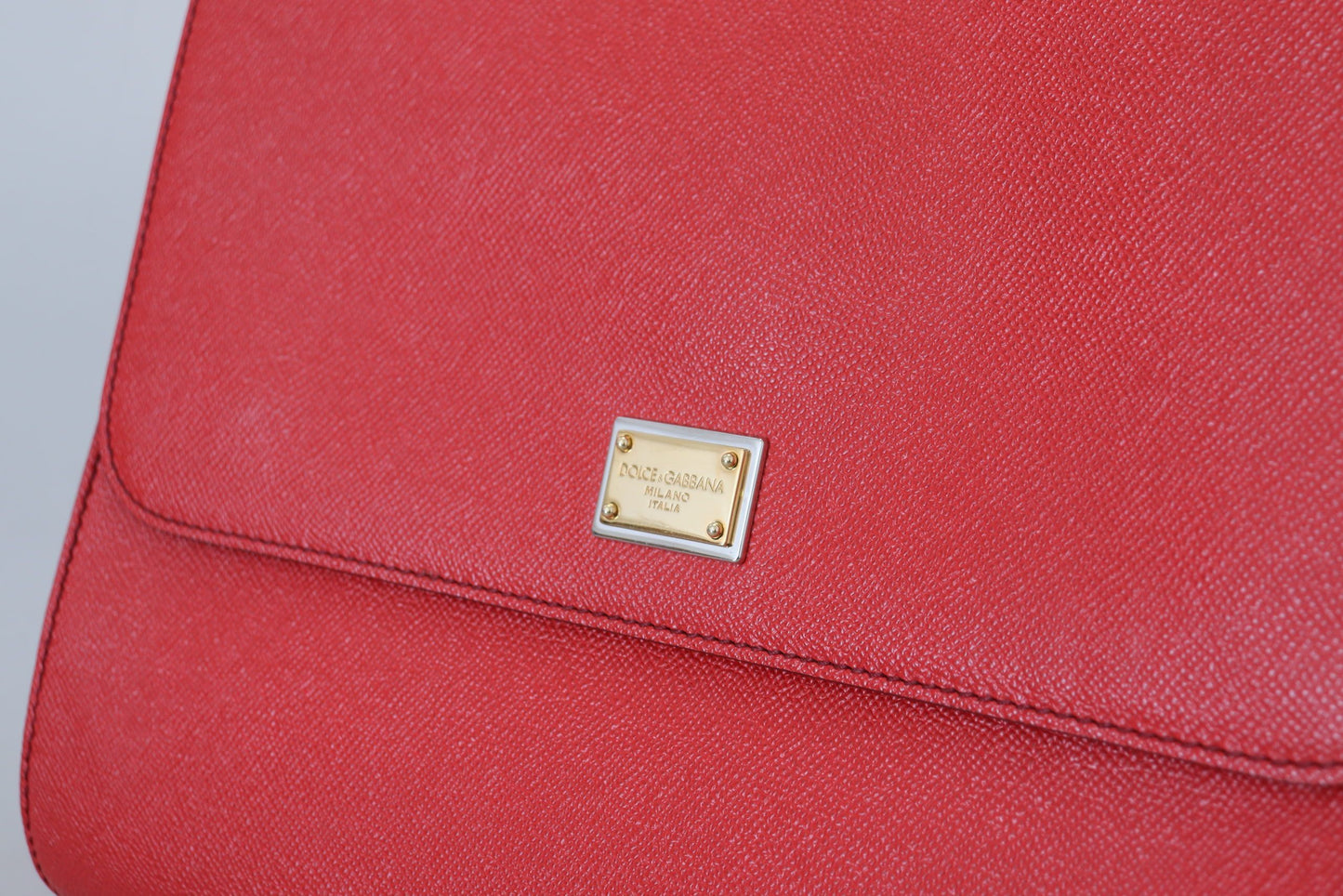 Sicily Bag in Red Leather with Gold Accents