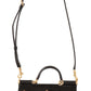 Elegant Black Brocade Shoulder Bag with Red Roses