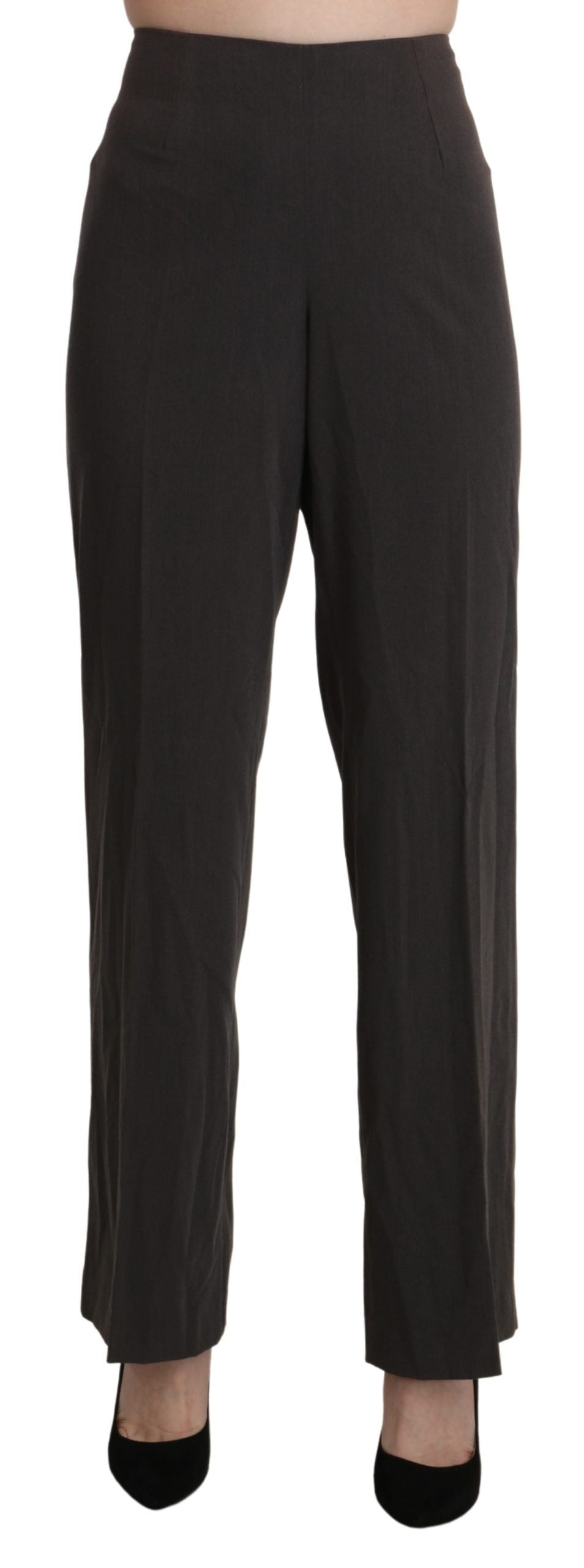 Elevated Gray High-Waist Straight Pants